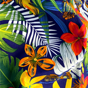 Tropical Leaf Print Cotton Fabric, Hawaiian Style Summer Poplin Material for Shirts Beachwear Hats, 100% Cotton Fabric Pre-Cuts, Machine Washable - 100gsm - Multiple Sizes Available