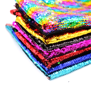 Reversible Rainbow Sequined Fabric, Two-Tone Changing Color Fabric for Stage, Wedding, Tablecloth, Curtains, Decorations