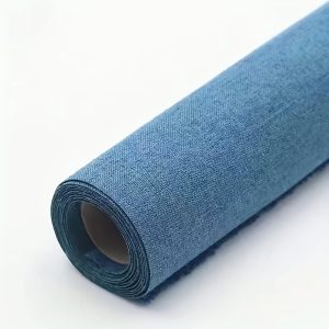 Linen Fabric Roll, Solid Color Denim Texture, Dry Clean Only, Self-Adhesive Waterproof Moisture-Proof Wallpaper for Living Room Bedroom Renovation, Linen Closet Decoration - 1 Roll