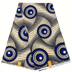 Vibrant African Wax Print Fabric - 6 Yards, Double-Sided Geometric Pattern, 100% Polyester, Machine Washable for DIY Crafts and Dressmaking