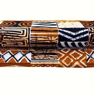 6 Yards Double-Sided Geometric African Batik Fabric, Polyester, Hand Wash Only, Multicolor Options for DIY Dresses & Crafts