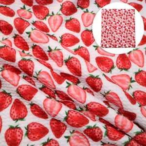 1pc Strawberry Printed Bullet Liverpool Textured Fabric, 4 Way Stretch Spandex Knitting Fabric For Head Wrap Bullet Fabric Headbands Material (240gsm)